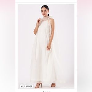 Ahme V white silk organza and sheer maxi dress with slip size S